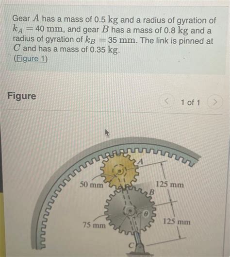 Solved Gear A Has A Mass Of 0 5 Kg And A Radius Of Gyration Chegg