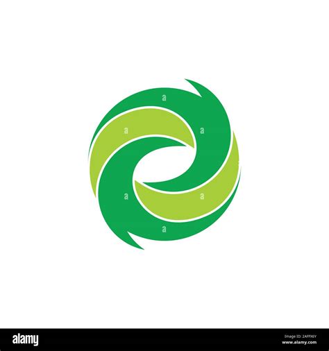 Green Curves Circles Rotation Shape Logo Vector Stock Vector Image