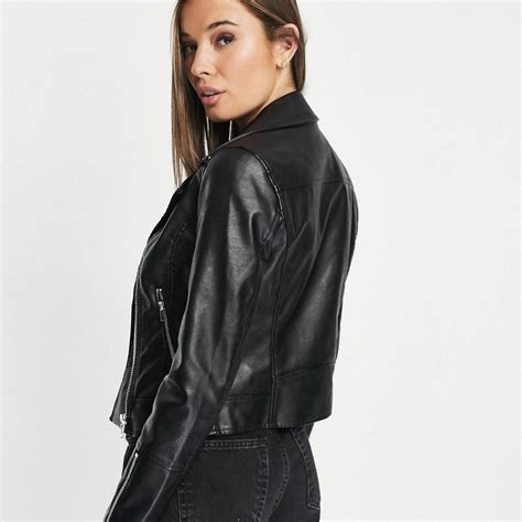 Miss Selfridge Faux Leather Biker Jacket In Depop