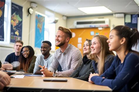 Premium Ai Image Diverse Students Engaged In Dynamic Classroom Discussion