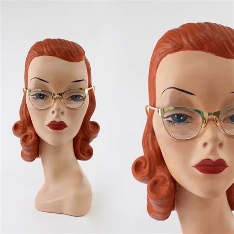 1950 S Women S Shiny Gold Tone Sleek And Sophisticated Etsy Cat Eye Glasses Frames Cat Eye