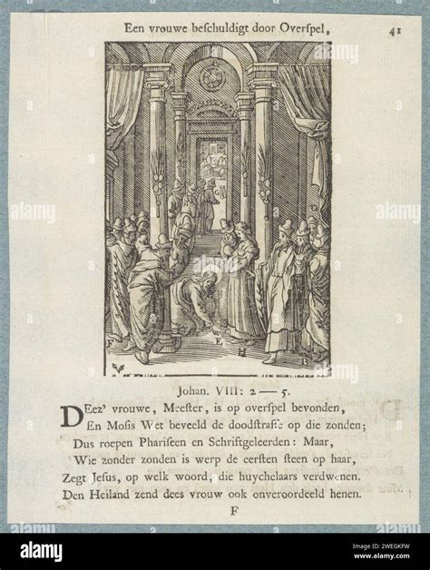 Christ And The Adulterous Woman 1740 Print In The Temple Of Jerusalem The Pharisees Bring A