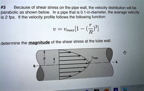 SOLVED Because Of Shear Stress On The Pipe Wall The Velocity