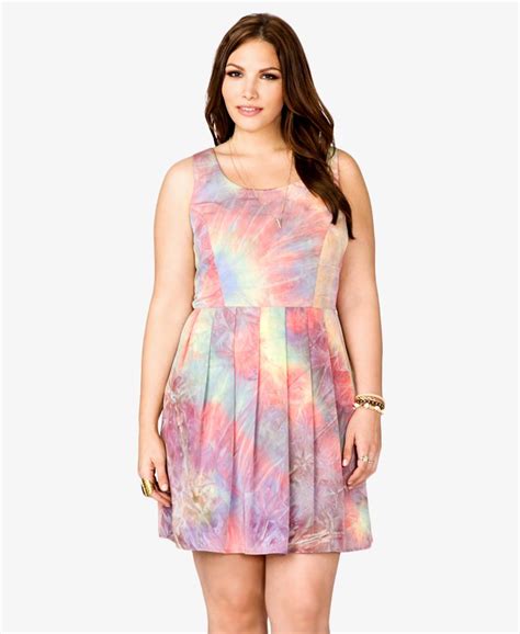 Pleated Tie Dye Dress Forever21 Plus Size Outfits Dresses Tie Dye Dress