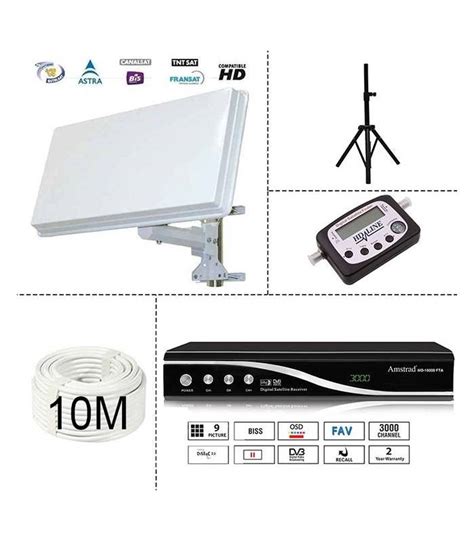 KIT SATELLITE FTA DEMODULATEUR 220V PARABOLE PLATE TREPIED