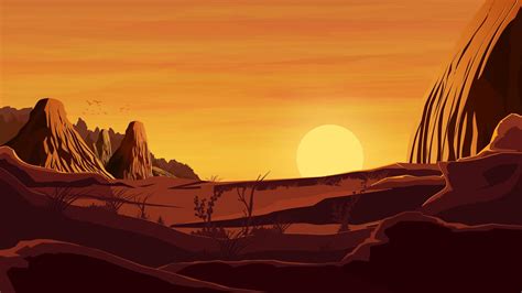 Orange sunset in the desert landscape 1221065 Vector Art at Vecteezy