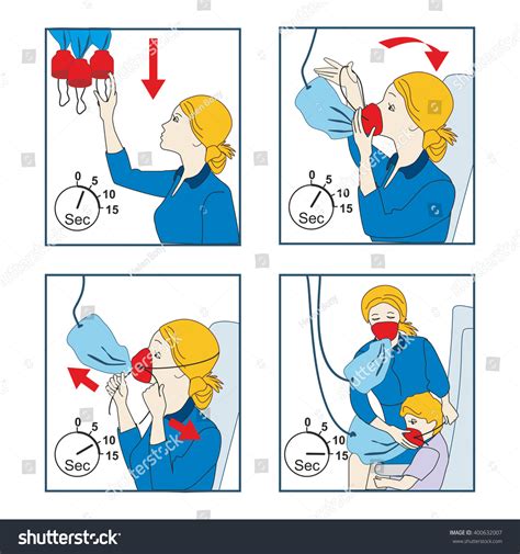 Instructions Using Oxygen Mask On Plane Stock Vector Royalty Free 400632007