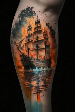 Pirate Ship Tattoo Drawing