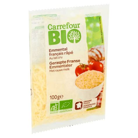 Bio Geraspte Franse Emmentaler met Rauwe Melk 100 g Carrefour België