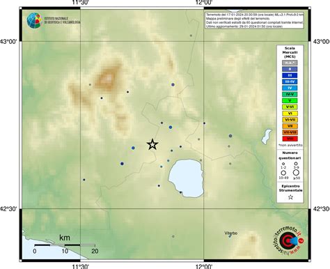 Terremoto 2 Km W Onano VT Magnitudo ML 3 1 17 Gennaio 2024 Ore 20