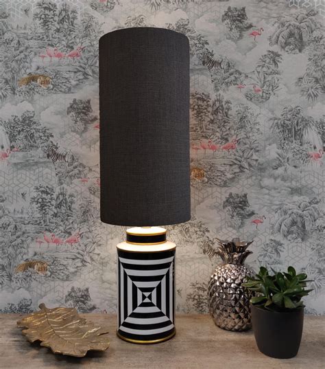 Candid Owl Extra Tall Cylinder Lampshade In Charcoal Grey Linen