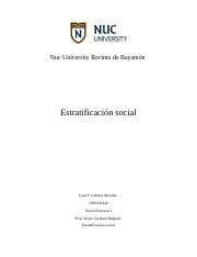 Estratificación social docx Nuc University Recinto de Bayamón