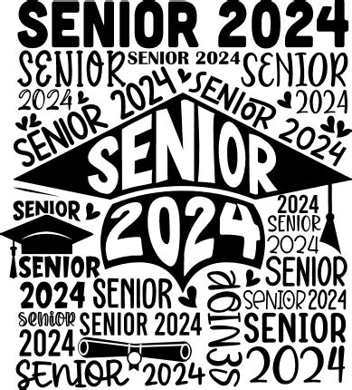 Senior 2024 Repeated Words Graduation T Shirt Design Free Svg File