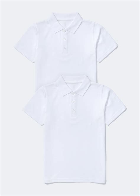 Kids 2 Pack White School Polo Shirts 4 16yrs Matalan