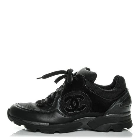 Chanel Suede Calfskin Cc Sneakers 36 Black 191870 Fashionphile