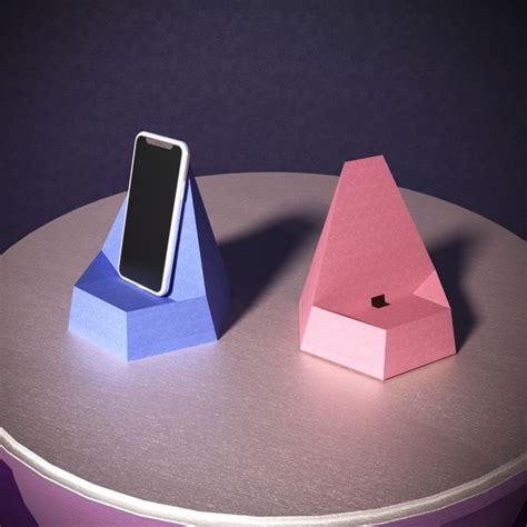 Phone Stands Low Poly Papercraft Diy Template Diy Phone Stand Phone Stand Origami Mobile