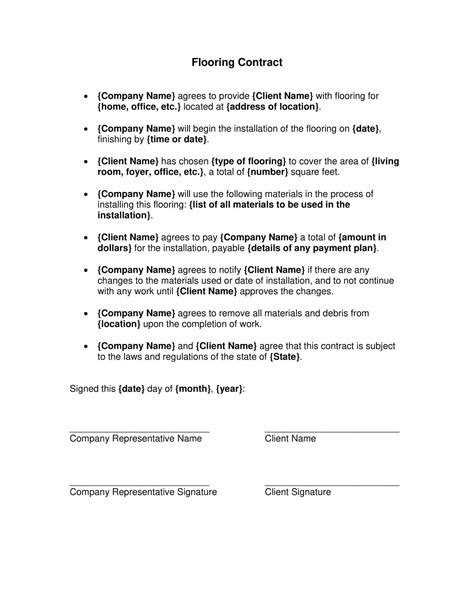 Free Printable Flooring Contract Templates PDF Word Format Examples