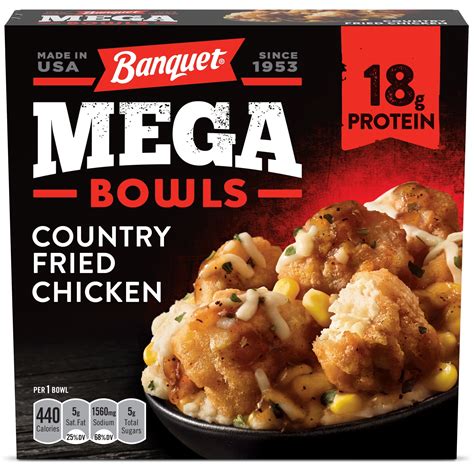 Banquet Mega Bowls Country Fried Chicken Tv Dinner Meal 14 Oz Frozen