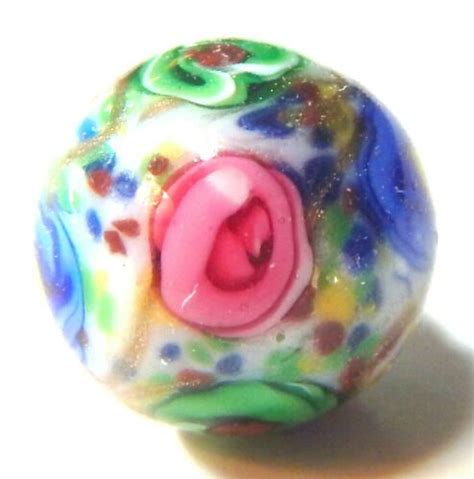 Stellar Antique Milk Glass Ball Button W Beautifully Colorful Glass