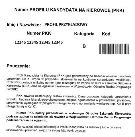 PKK Warszawa Profil Kandydata na Kierowcę 2024