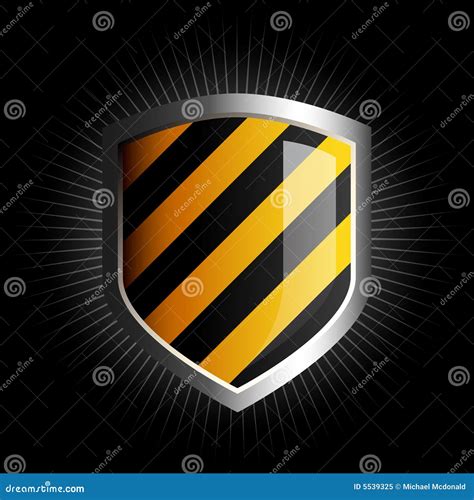 Glossy Black And Yellow Shield Emblem Stock Vector Illustration Of