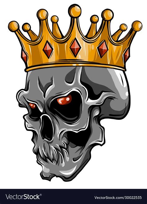 Hand Drawn King Skull Wearing Crown Vector Image On Vectorstock Artofit