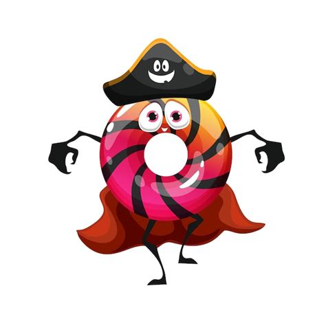 Dibujos Animados Halloween Pirata Donut Vector De Caracteres Vector