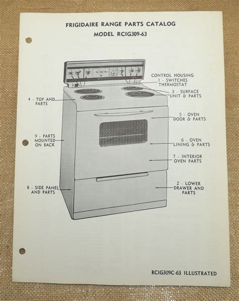 Frigidaire Electric Range Parts Catalog Rcig309 63 Ebay