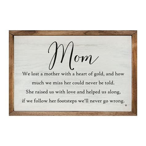 Memorial For Mom Wood Framed Sign Country Marketplace