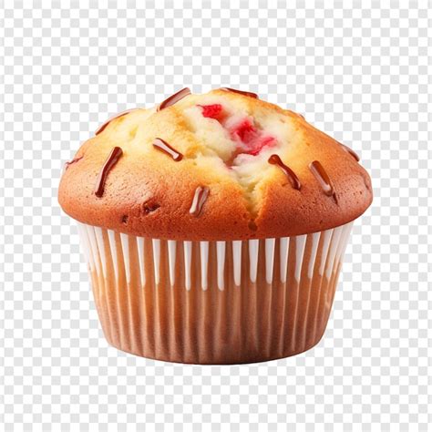 Premium Psd Freshly Baked White Chocolate Strawberry Muffin Isolated