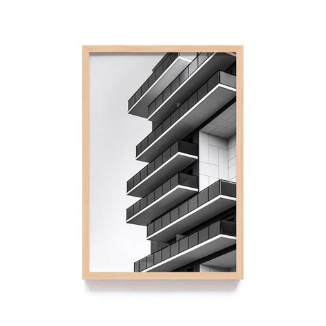 Jual Poster Gedung Hitam Putih Wall Decor Monochrome Architecture Art