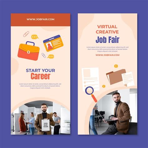 Free Vector | Flat design job fair vertical banner