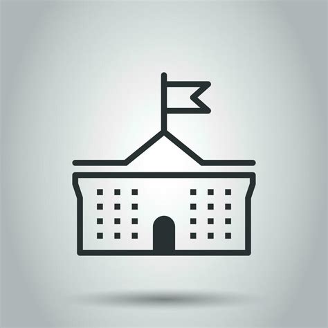 Bank Building Icon In Flat Style Government Architecture Vector