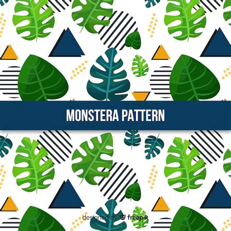 Patrón hojas de monstera dibujadas a mano Vector Gratis