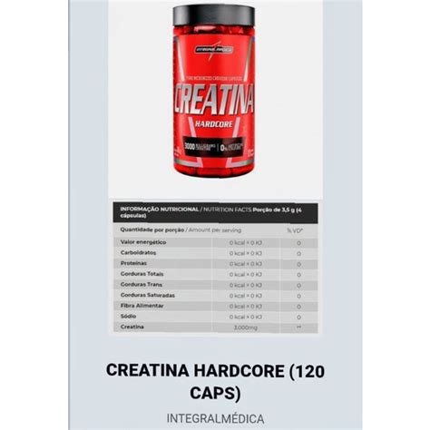 Creatina Hardcore 120caps IntegralMedica Shopee Brasil