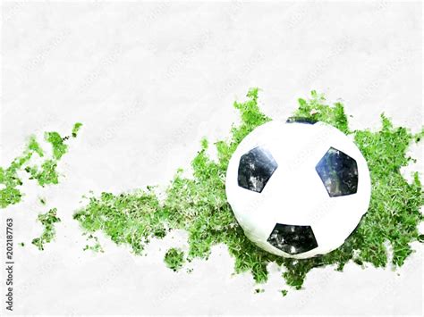 Abstract soccer ball or football ball on watercolor painting background ...