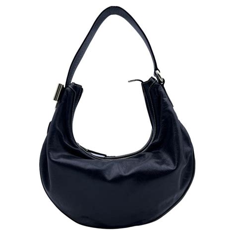 Gucci Black Leather Duchessa Half Moon Hobo Shoulder Bag Black