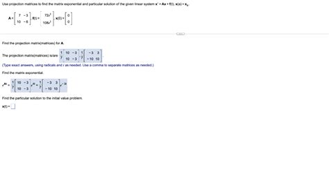 Solved Use Projection Matrices To Find The Matrix