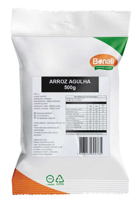 Arroz Agulhinha Integral 500g Loja Bonali Alimentos