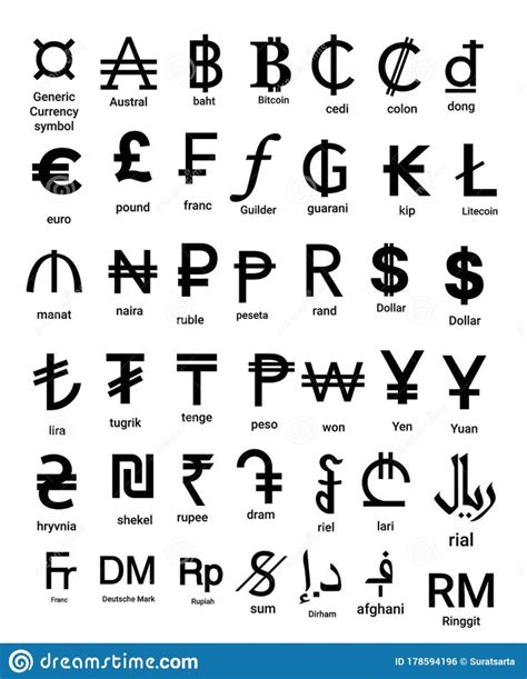 Black and White World Currency Symbol Vector Bundle Set