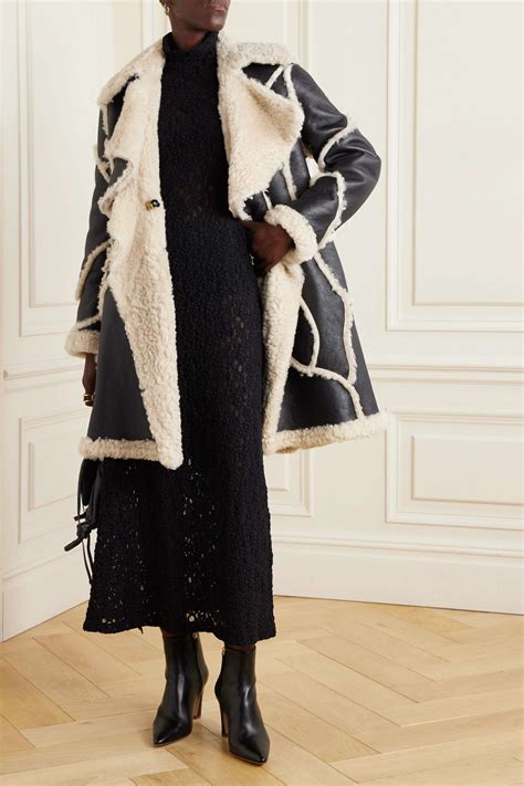 CHLOÉ Paneled shearling coat NET A PORTER