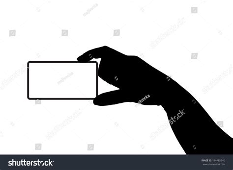 Vector Silhouette Hand Holding White Card Stock Vector Royalty Free