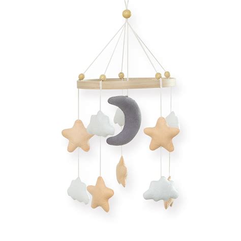 Móbile Lua Estrelas Nude Cola e Decora Decoração Infantil