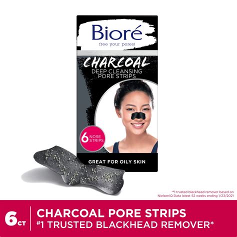 Biore Charcoal Deep Cleansing Blackhead Removing Pore Strips 6 Ct