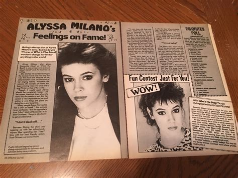 Alyssa Milano Teen Magazine Pinup Clipping Feelings Of Fame Dream Guys