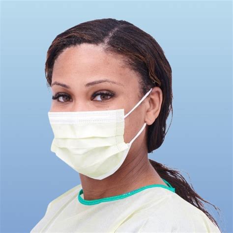 Medline Disposable Isolation Face Masks Ear Loops Yellow Non27120