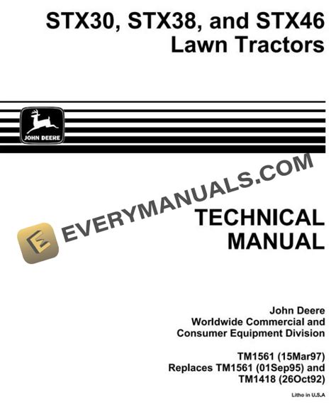 John Deere Stx38 Stx46 Stx30d Lawn Tractor Technical Manual Tm1561