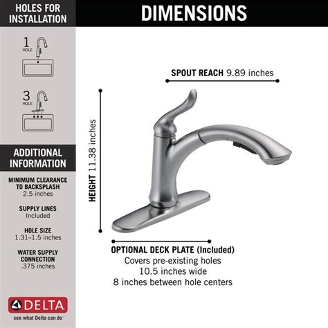 Delta Linden Arctic Stainless Single Handle Pull Out Kitchen Faucet With Deck Plate In The