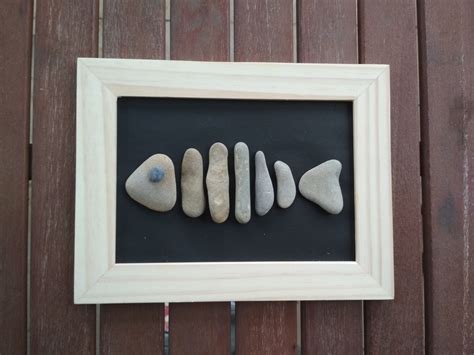 Pebble Art Fish Fishbone Rock Art Pebble Wall Decor Etsy