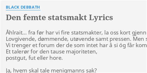 DEN FEMTE STATSMAKT LYRICS by BLACK DEBBATH Åhlrait fra før har